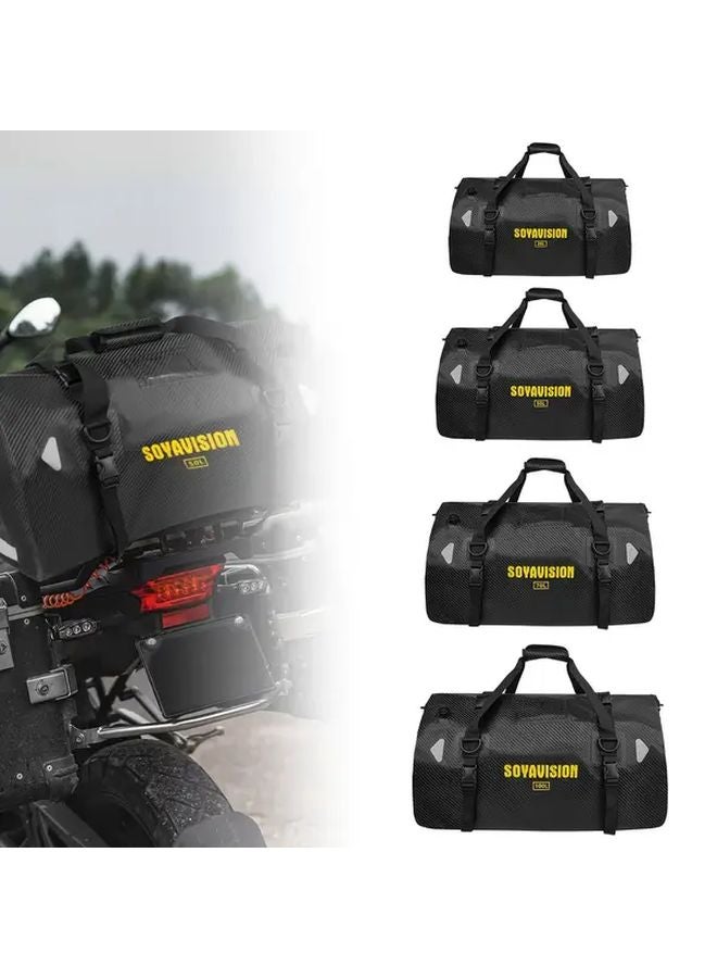 100L Carbon Fiber Motorcycle Tail Bag Adjustable Strap Rear Seat Storage Black - Image 1